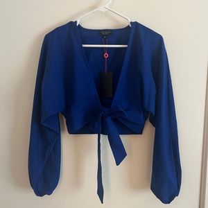 ASOS South Beach X Miss Molly Tie Front Top - Cobalt Blue - Size 4 - Retail $40